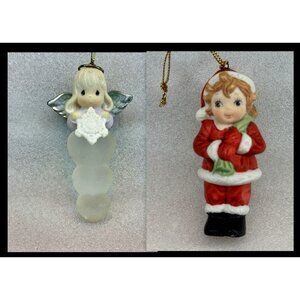 Precious Moments Angel Snowflake Icicle & Campbells Girl Santa Hanging Ornaments